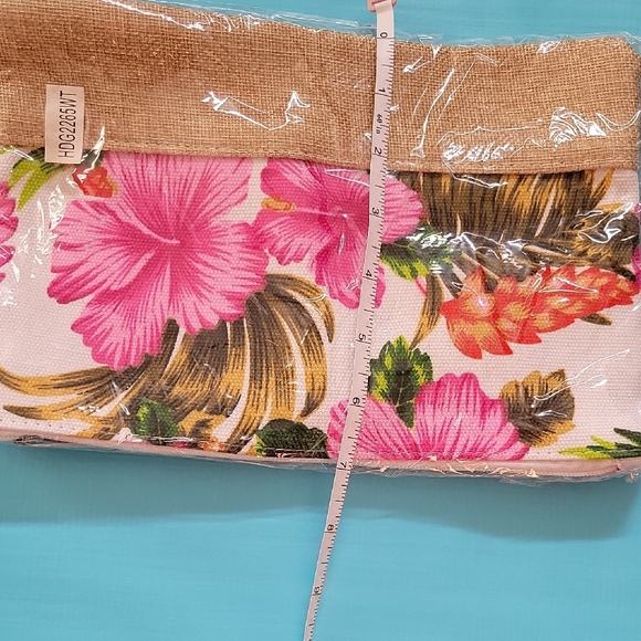 Floral Canvas Clutch with Tan Accent - Picture 3 of 4